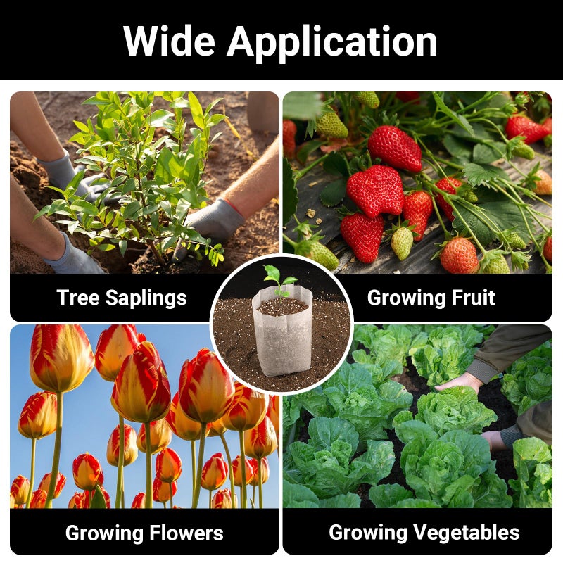 ENPOINT Nursery Grow Bags, 100 PCS Non-Woven Plants Grow Bags 7.8"x8.6", Solid Seed Starter Bags Fabric Seedling Pots Plants Pouch Home Garden Supply - Image 5